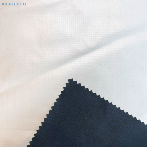 Tissu Ripstop pongé quadrillé en polyester 30D recyclé avec revêtement blanc